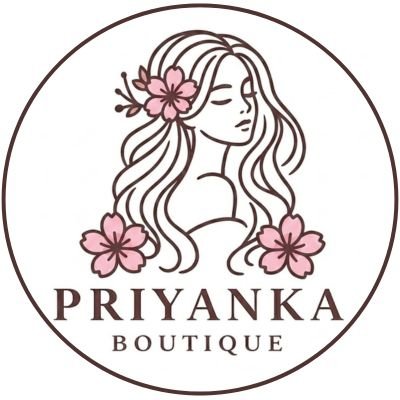 Priyanka Boutique round floral women’s fashion logo in soft pink aesthetic