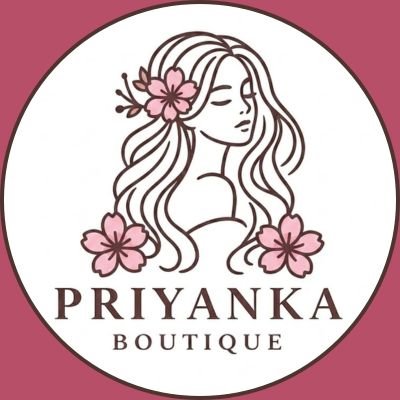 Priyanka Boutique women’s fashion footer logo with floral feminine design