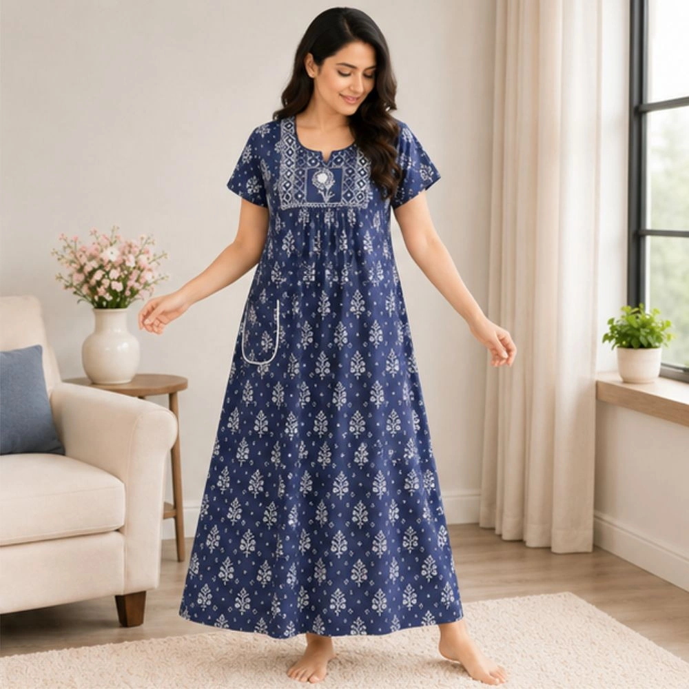 Pure Cotton Floral Pocket Nighty