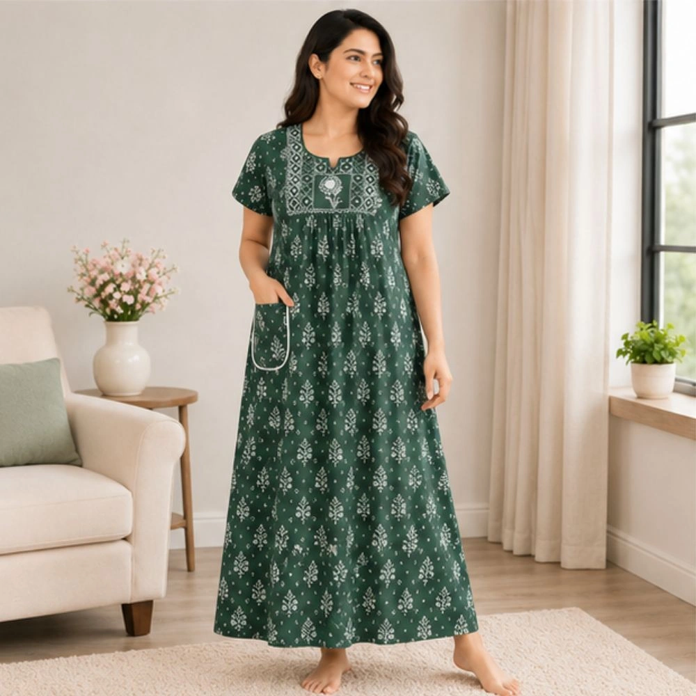 Pure Cotton Floral Pocket Nighty - Image 3