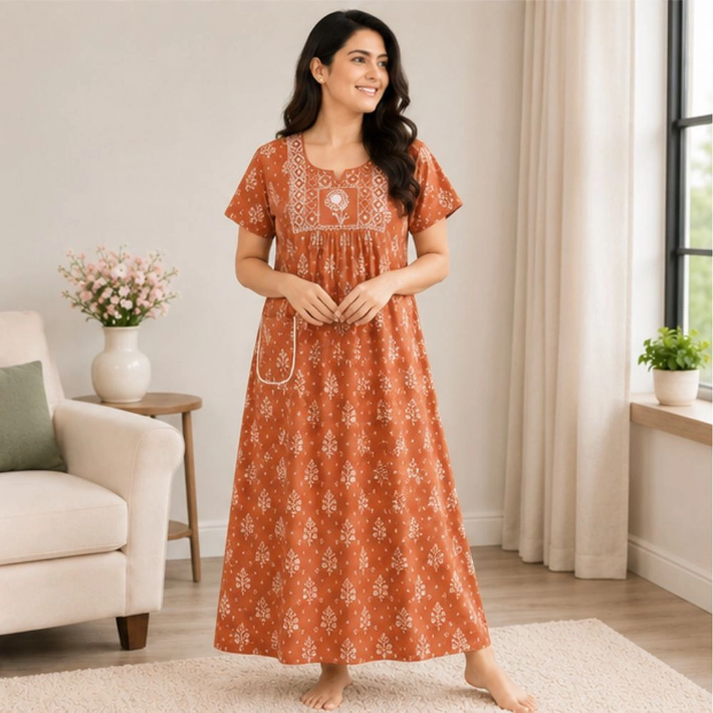 Pure Cotton Floral Pocket Nighty - Image 2