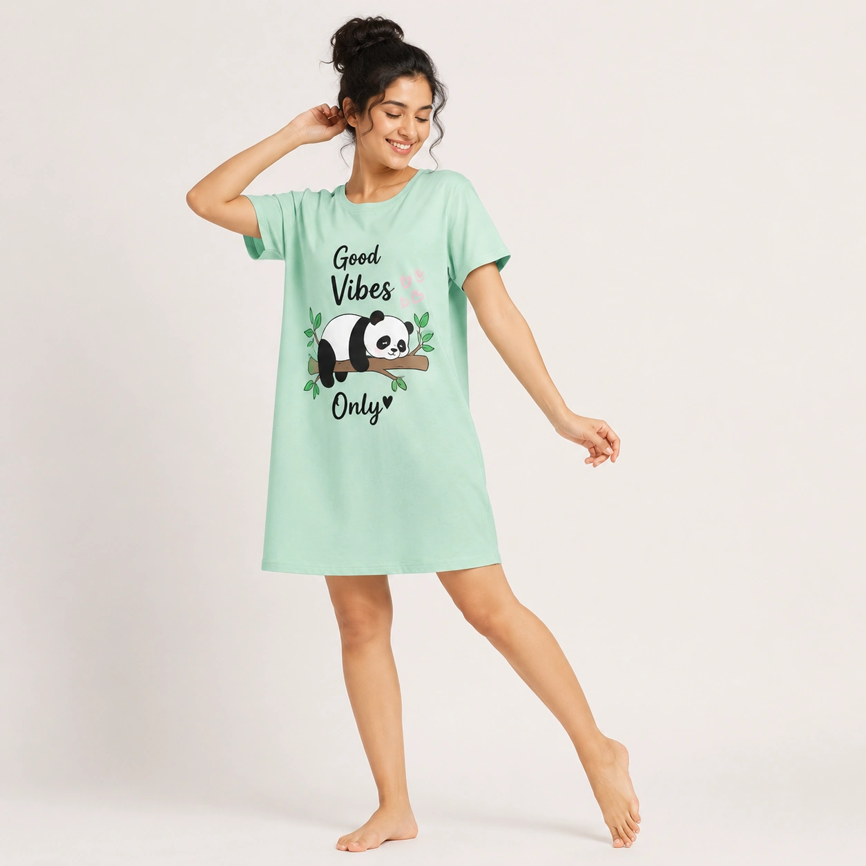 Cute panda printed women’s nightwear for relaxed comfort