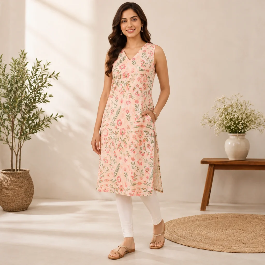 Sleeveless cotton kurtis