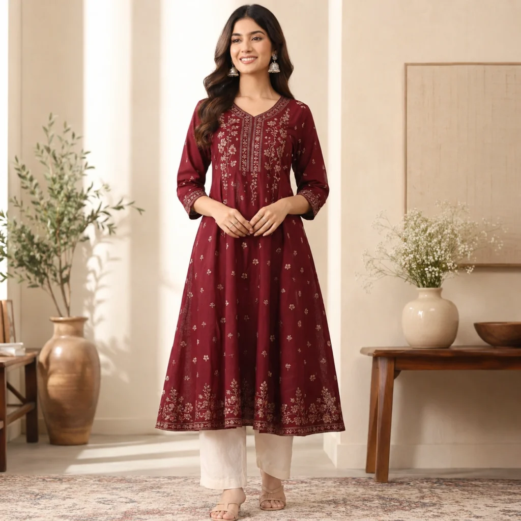 Pure Cotton A-Line Kurti