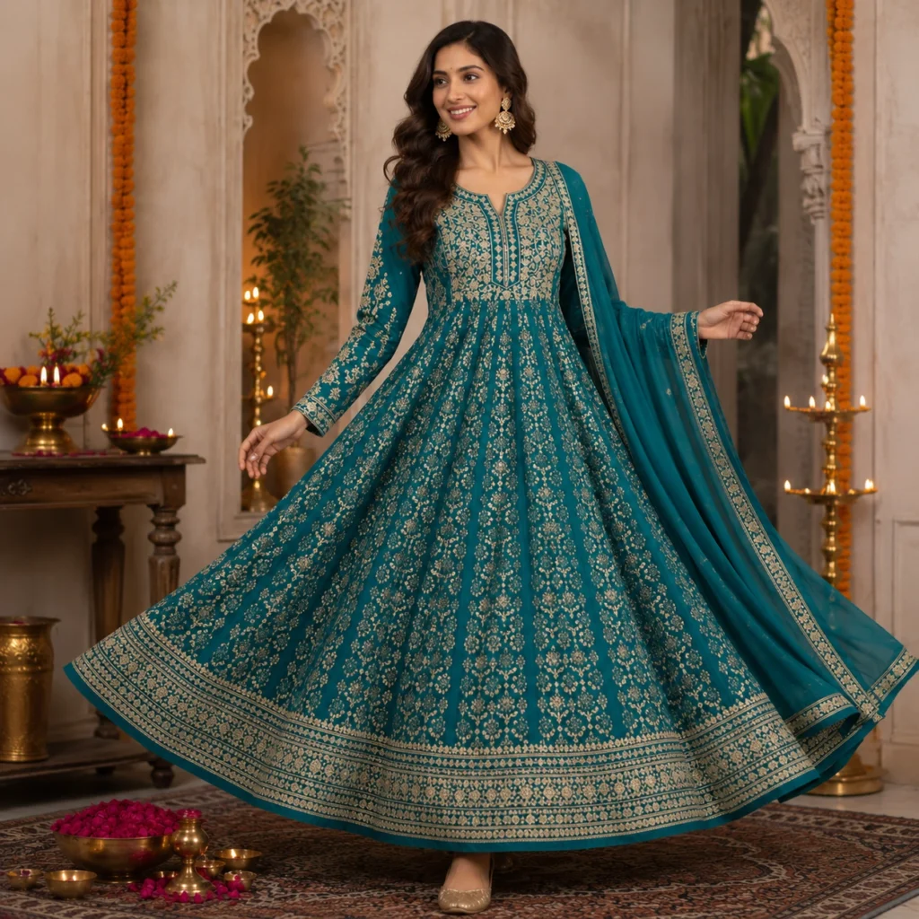 Festive Flared Anarkali Kurti