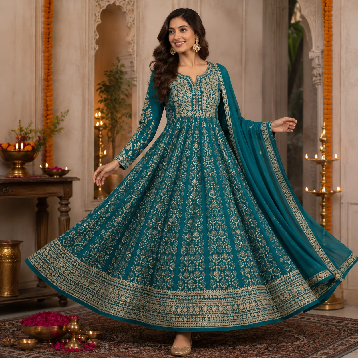 Festive Flared Anarkali Kurti